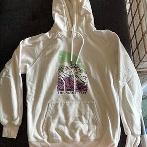 The North Face White Hoodie with Mountain Graphic